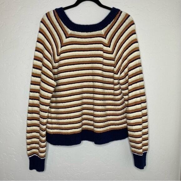 Madewell Arden Striped V Neck Pullover Sweater XL - Picture 8 of 9